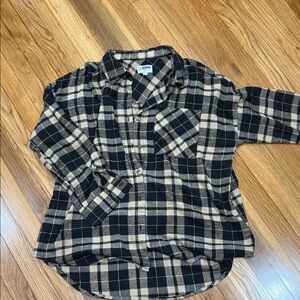 Ci Sono Women's Plaid Button Down Shirt - Black and Tan